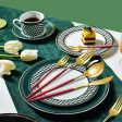 Green And Gold Patchwork Colours 410 Stainless Steel 16-Piece Flatware Set – Elegant Dinnerware with Knife, Fork, Spoon for 4 People Sale