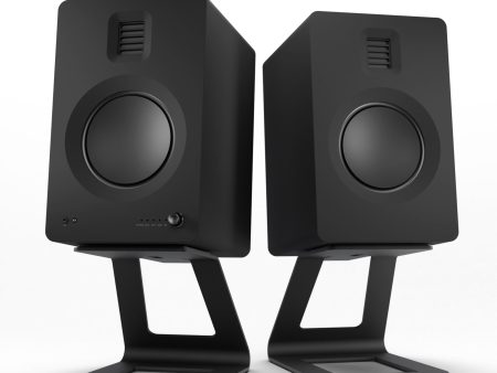 Kanto TUK 260W Powered Bookshelf Speakers with Headphone Out, USB Input, Dedicated Phono Pre-amp, Bluetooth - Pair, Matte Black with SE6 Black Stand Bundle Online now