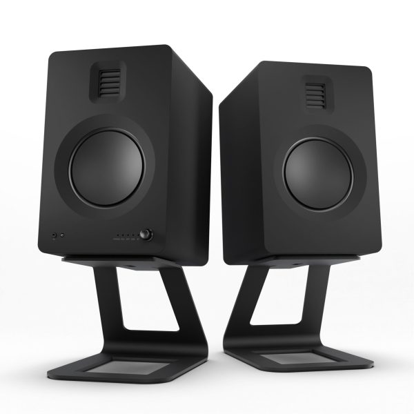 Kanto TUK 260W Powered Bookshelf Speakers with Headphone Out, USB Input, Dedicated Phono Pre-amp, Bluetooth - Pair, Matte Black with SE6 Black Stand Bundle Online now