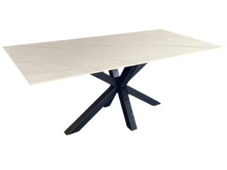 Miles Black With White Marble Dining Table - 90cm x 180cm Hot on Sale