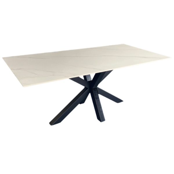 Miles Black With White Marble Dining Table - 90cm x 180cm Hot on Sale