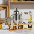 750ML 7-Piece Stainless Steel Cocktail Shaker Set with Bamboo Stand - Bartender Kit For Discount