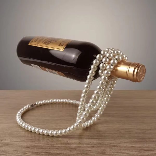 Gold Modern Floating Pearl Wine Bottle Holder – Elegant Home Decor, Unique Kitchen Accessory for Dining, Bar, and Living Room Discount