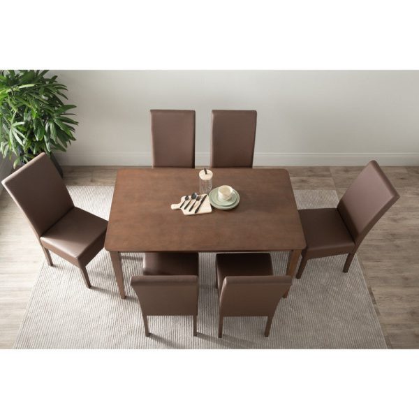 ALLEGRO Dining Table + 6x MESI Dining Chair - 7 Piece Dining Set - Cocoa For Cheap