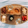 Sycamore Log Color Portable Wooden Picnic Table - Wine Glass & Snack Holder Cheap