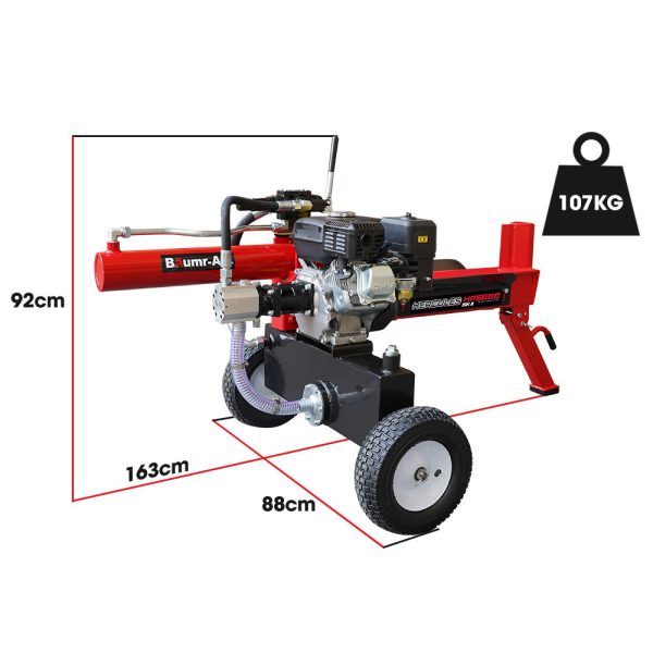 Baumr-AG 20 Tonne Hydraulic Petrol Log Splitter 8HP Wood Firewood Cutter - HPS600 Hot on Sale