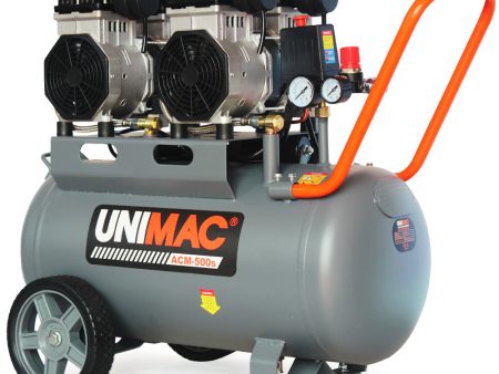 UNIMAC 50L 3.0HP Silent Oil-Free Electric Air Compressor, Portable, Twin Nitto Outlets on Sale