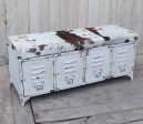 COWHIDE IRON LOCKER BENCH For Sale