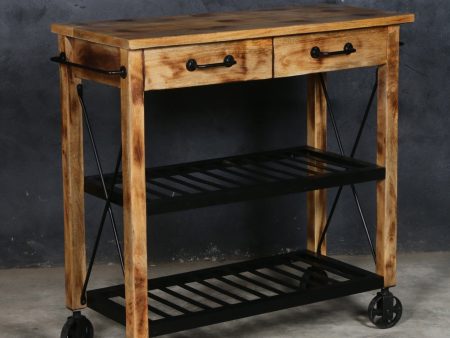 HARDWOOD BUTLERS TROLLEY ON WHEELS DISTRESSED FINISH Online now