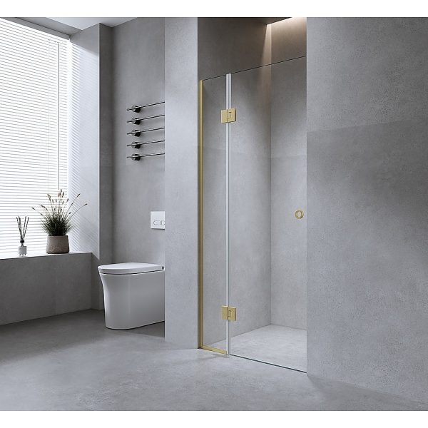 100cm Wall to Wall Frameless Shower Screen with Chrome Channel and SS Hinges , Round Handle on Sale