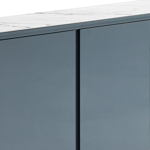 Buffet MDF Glossy Surface Ceramic Top Dark Blue Storage Cabinet Online