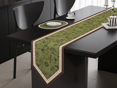 Green Elegant Green Botanical Table Runner with Tassels - 30x180cm Supply