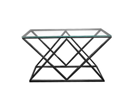 Alsea Console Table Black Base - Clear Glass For Sale