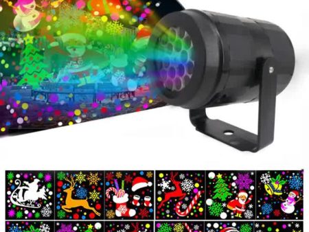 Indoor Snowstorm Projector Light - 16 Pattern Rotating LED Christmas Projection Lamp for Festive Decor Supply