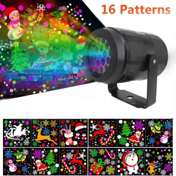 Indoor Snowstorm Projector Light - 16 Pattern Rotating LED Christmas Projection Lamp for Festive Decor Supply