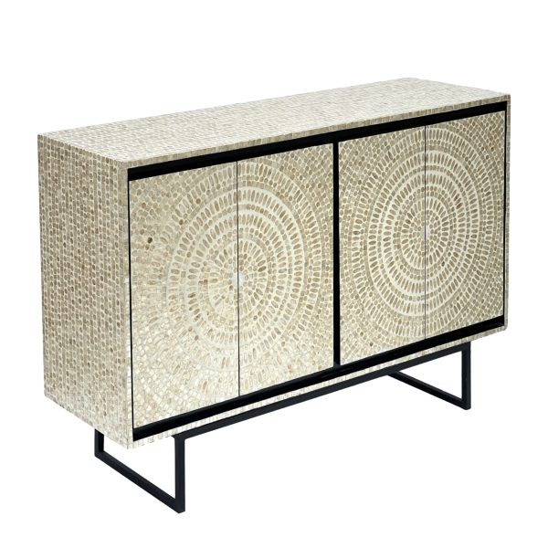 MOTHER OF PEARL HAND MADE SWIRL SIDEBOARD Online now