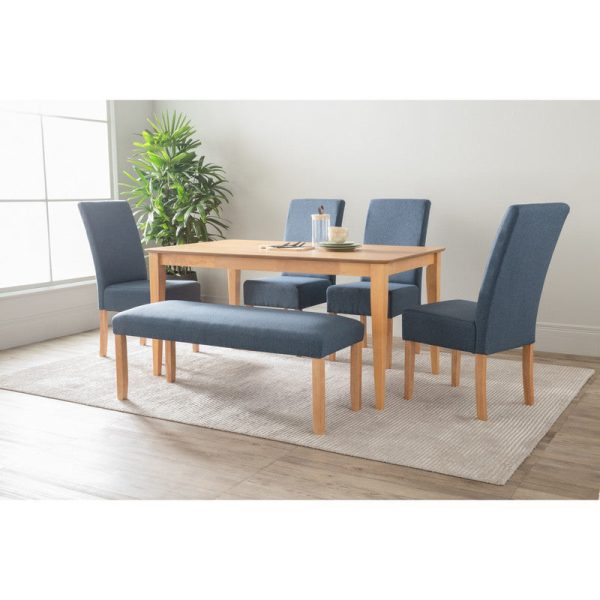 ALLEGRO Dining Table + 4x MESI Dining Chair + MESI Bench - 6 Piece Dining Set - Natural Discount