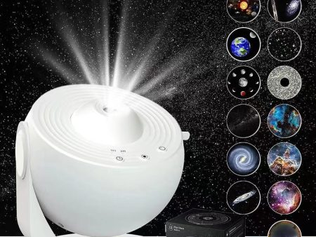 High-Definition Focusable Starry Galaxy Projector Lamp - Creative Bedroom Mood Light with 13 Film Slides (White) Fashion