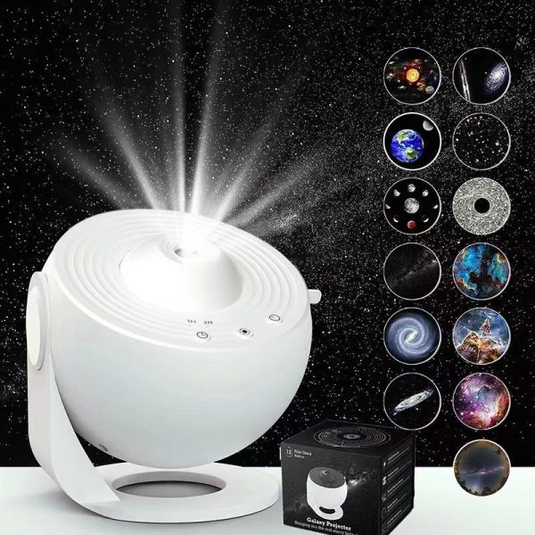 High-Definition Focusable Starry Galaxy Projector Lamp - Creative Bedroom Mood Light with 13 Film Slides (White) Fashion