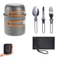 Orange And Grey Compact Outdoor Camping Cookware Set with 410 Stainless Steel Utensils For Sale