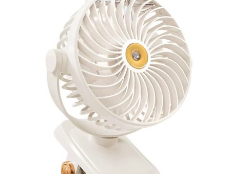 White Portable Clip-On Mist Fan - Rechargeable Cooling Fan with Adjustable Spray Modes Online now