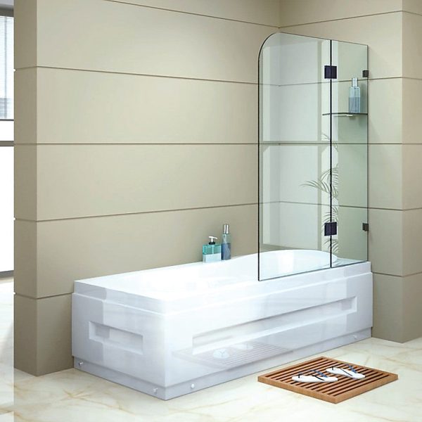 1200 x 1450mm Frameless Bath Panel 10mm Glass Shower Screen By Della Francesca Online now