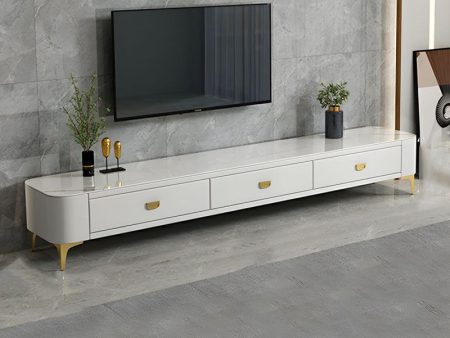 Chalk Sintered Stone TV Stand with Cabinet Storage Design for Drawing Room, 3 Drawers, 160cm Supply