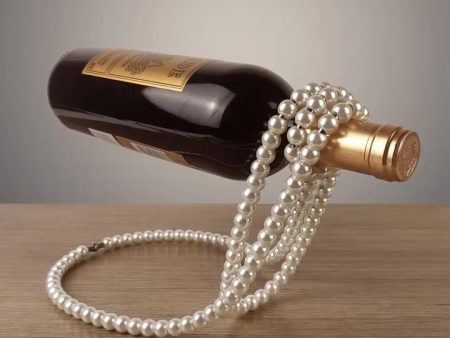 White Modern Floating Pearl Wine Bottle Holder - Elegant Home Decor, Unique Kitchen Accessory for Dining, Bar, and Living Room Online now