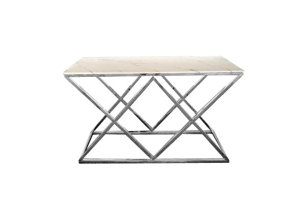 Alsea Console Table Silver Base - White Marble on Sale