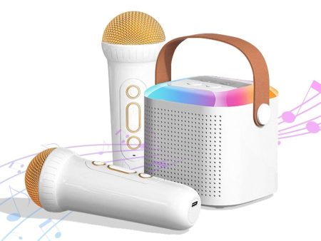 GOMINIMO Portable Bluetooth Karaoke Speaker with 2 Wireless Microphones and Lights (Beige) Fashion