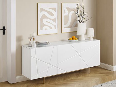 Buffet Sideboard Colour Ceramic Top MDF in Glossy White Gold Colour For Cheap