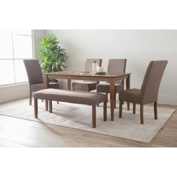 ALLEGRO Dining Table + 4x MESI Dining Chair + MESI Bench - 6 Piece Dining Set - Cocoa Cheap