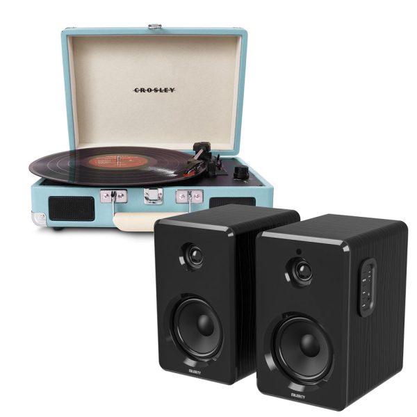 Crosley Cruiser Bluetooth Portable Turntable - Turquoise + Bundled Majority D40 Bluetooth Speakers Online Hot Sale