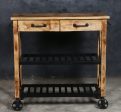 HARDWOOD BUTLERS TROLLEY ON WHEELS DISTRESSED FINISH Online now