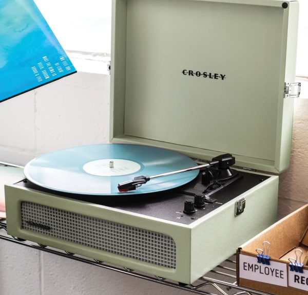 Crosley Voyager Sage - Bluetooth Portable Turntable  & Record Storage Crate Cheap