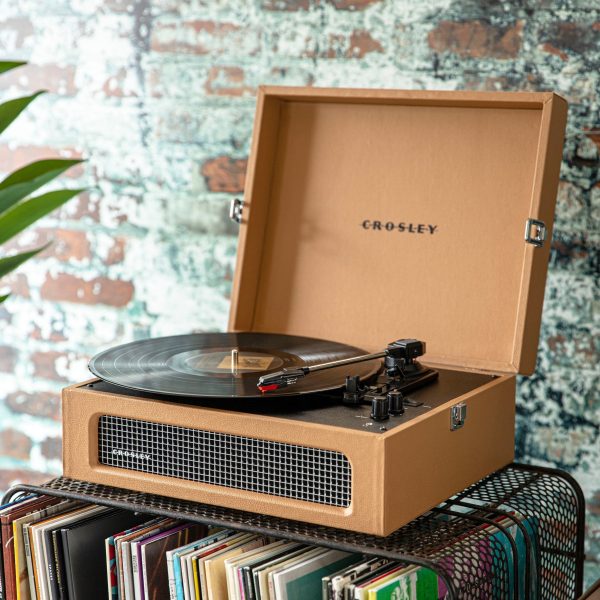 Crosley Voyager Tan - Bluetooth Portable Turntable  & Record Storage Crate Hot on Sale