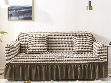 Elastic sofa cover-two-color coffee (235-300cm) Online Sale